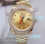 Buy AAA Replica Rolex Day-Date 40 mm All Yellow Gold Dimaond-set Watch